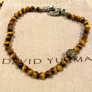 Mens David Yurman tigers eye, and pavé cognac diamond bracelet.